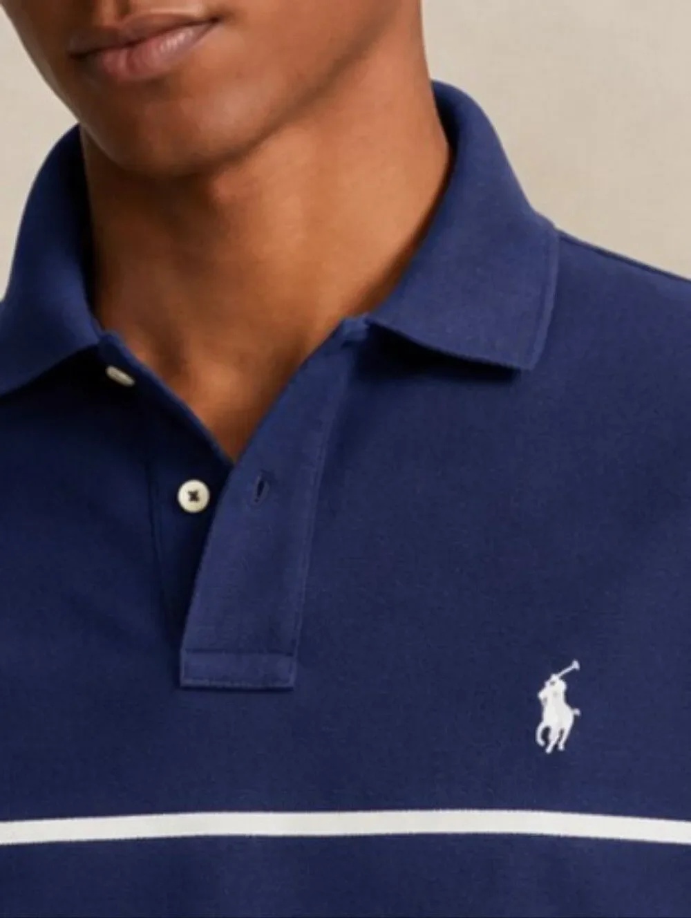 Polo Ralph Lauren Men's Navy Short Sleeve Stripe Polo Shirt